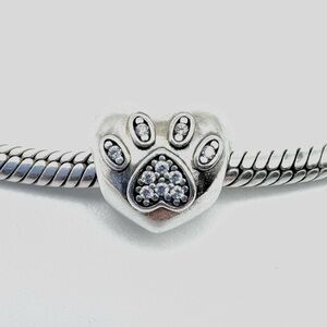 Pandora Sterling Silver I Love My Pet Paw Clear CZ Charm